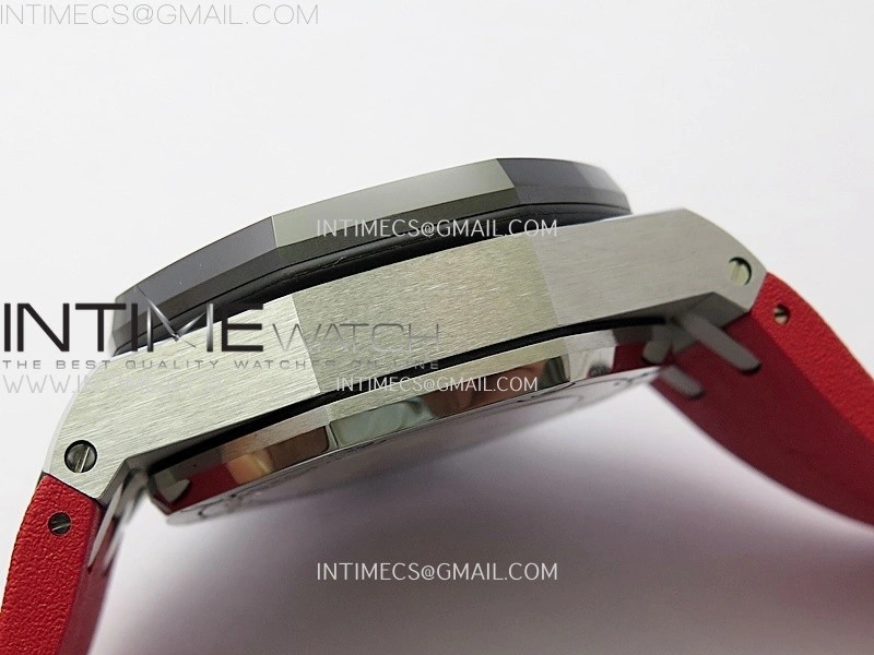 Royal Oak Offshore 42mm Ceramic Bezel SS TKF Best Edition Black Dial on Black Red Rubber Strap A3126
