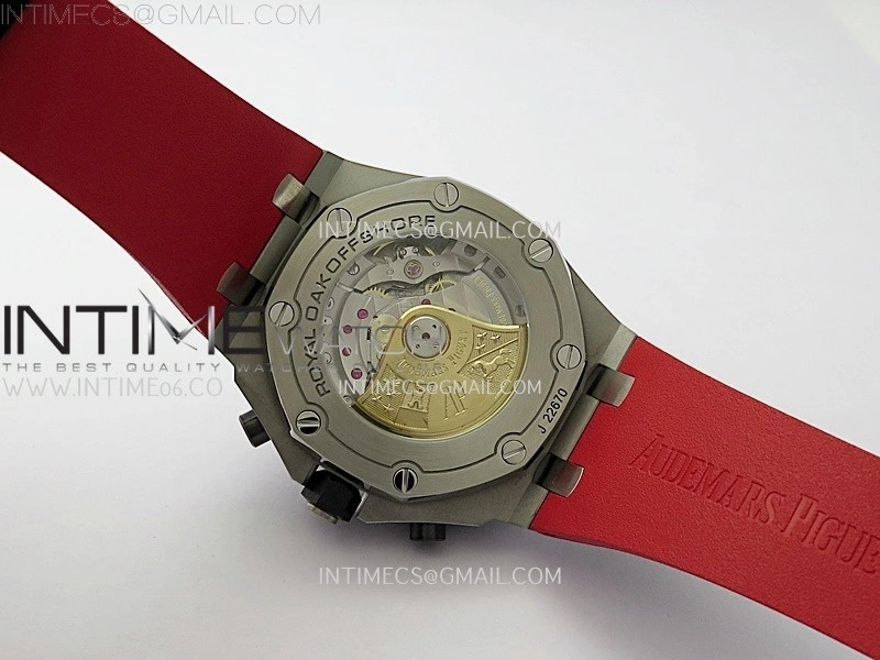 Royal Oak Offshore 42mm Ceramic Bezel SS TKF Best Edition Black Dial on Black Red Rubber Strap A3126