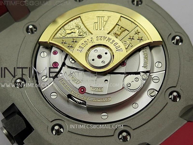 Royal Oak Offshore 42mm Ceramic Bezel SS TKF Best Edition Black Dial on Black Red Rubber Strap A3126