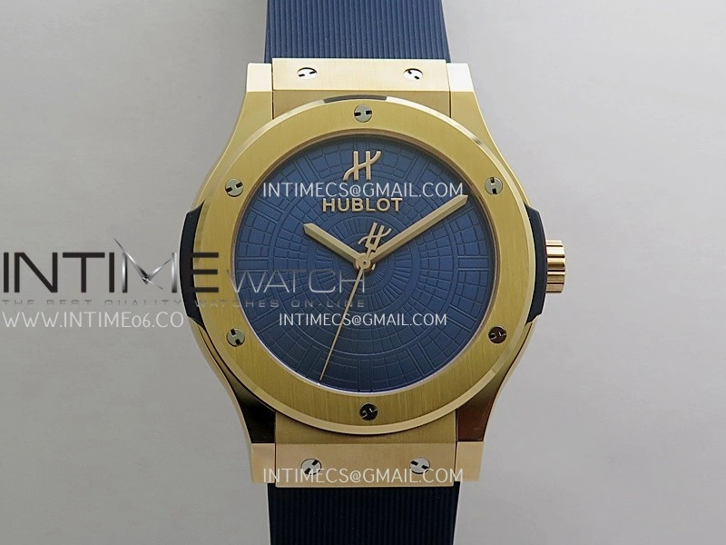 Classic Fusion 42mm RG JJZF 1:1 Best Edition Blue Textured Dial On Blue Rubber Strap Asian SW300
