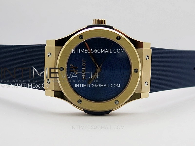 Classic Fusion 42mm RG JJZF 1:1 Best Edition Blue Textured Dial On Blue Rubber Strap Asian SW300