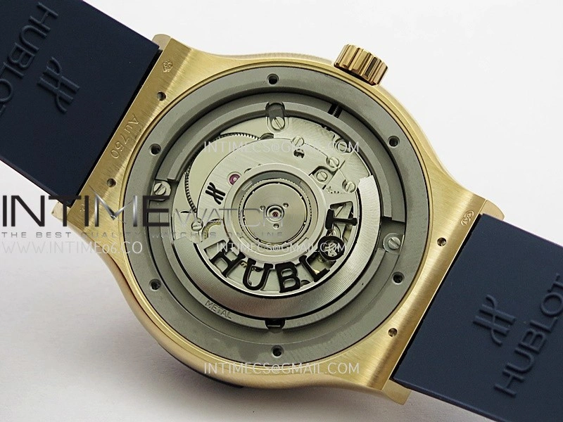 Classic Fusion 42mm RG JJZF 1:1 Best Edition Blue Textured Dial On Blue Rubber Strap Asian SW300