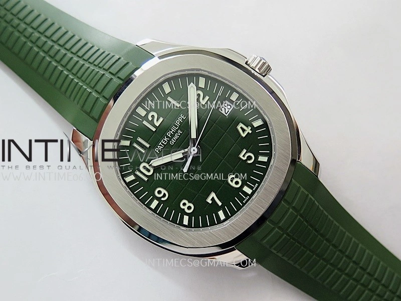 Aquanaut 5168G 42mm SS 3KF 1:1 Best Edition Green Dial on Green Rubber Strap A324 Super Clone V2
