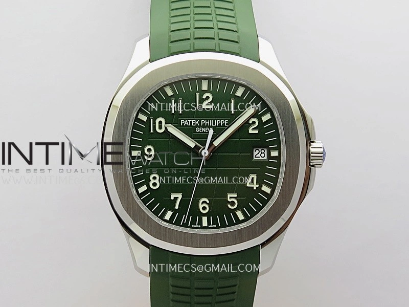 Aquanaut 5168G 42mm SS 3KF 1:1 Best Edition Green Dial on Green Rubber Strap A324 Super Clone V2