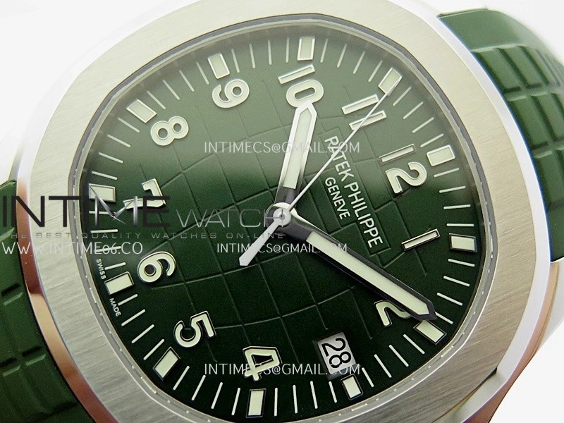 Aquanaut 5168G 42mm SS 3KF 1:1 Best Edition Green Dial on Green Rubber Strap A324 Super Clone V2