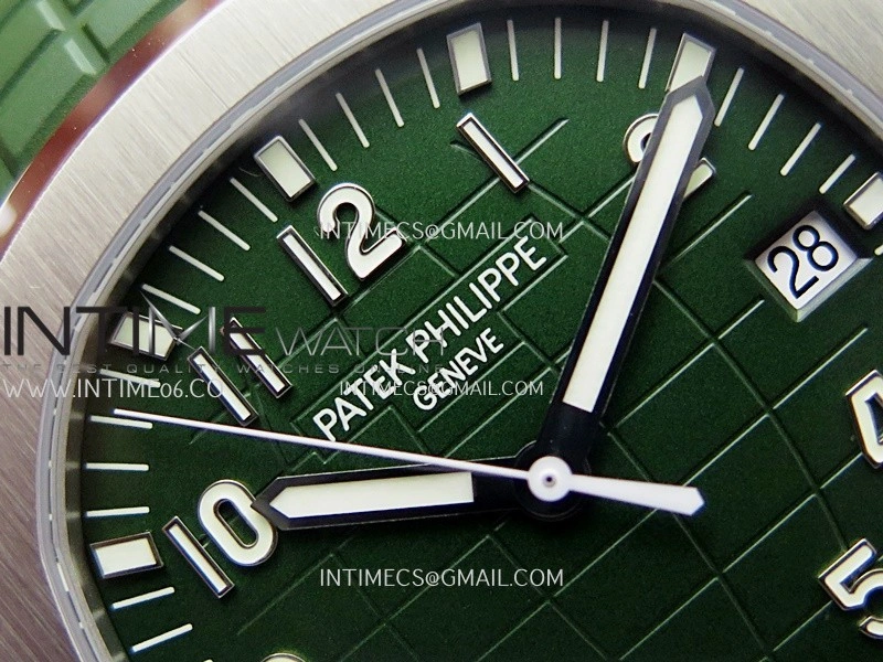 Aquanaut 5168G 42mm SS 3KF 1:1 Best Edition Green Dial on Green Rubber Strap A324 Super Clone V2