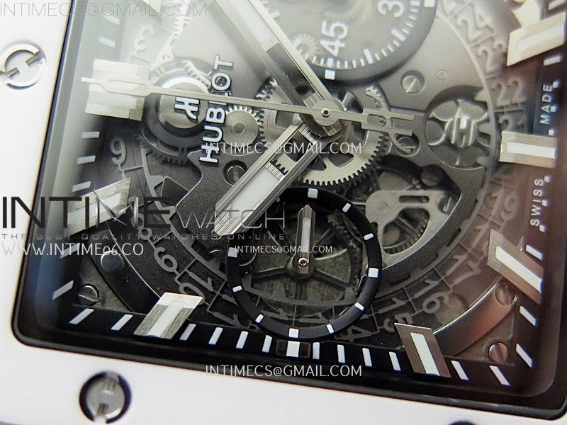 Square Bang Unico 42mm White Ceramic BBF 1:1 Best Edition Skeleton Dial on White Rubber Strap A1280