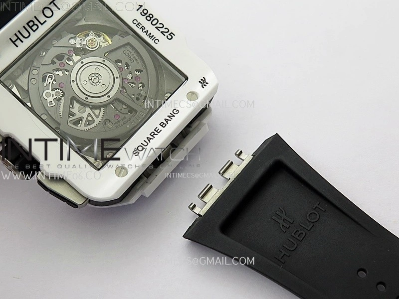 Square Bang Unico 42mm White Ceramic BBF 1:1 Best Edition Skeleton Dial on White Rubber Strap A1280