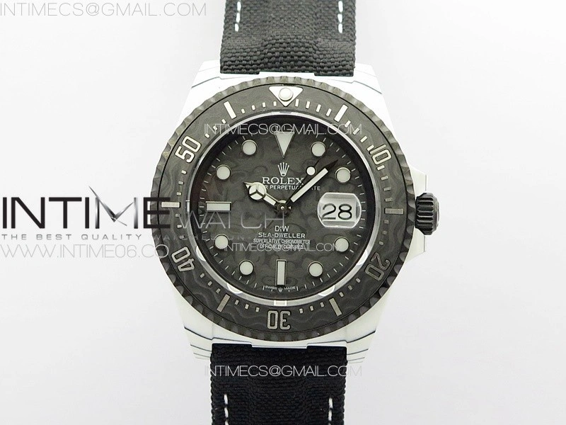 Sea Dweller 43mm White Carbon 'IRBIS' DIWF Best Edition Carbon Dial on Black Nylon Strap A2824