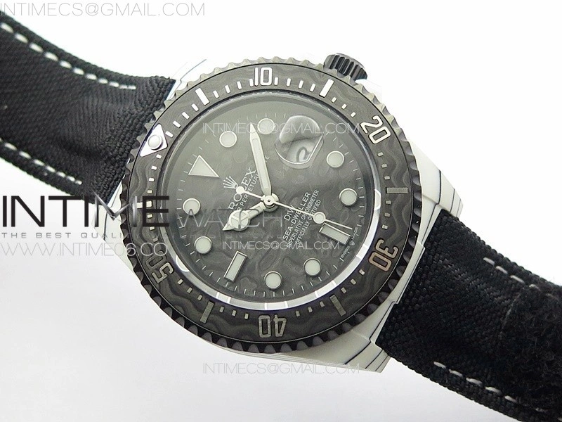 Sea Dweller 43mm White Carbon 'IRBIS' DIWF Best Edition Carbon Dial on Black Nylon Strap A2824