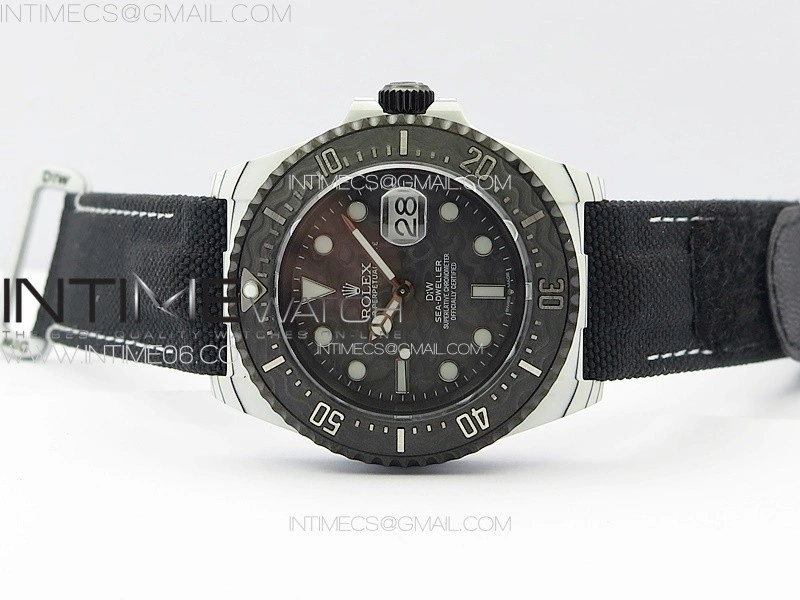 Sea Dweller 43mm White Carbon 'IRBIS' DIWF Best Edition Carbon Dial on Black Nylon Strap A2824