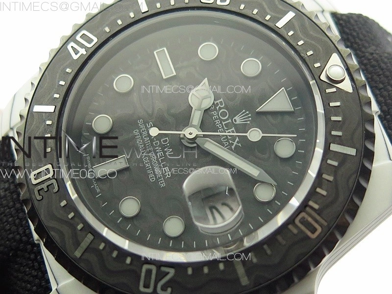 Sea Dweller 43mm White Carbon 'IRBIS' DIWF Best Edition Carbon Dial on Black Nylon Strap A2824