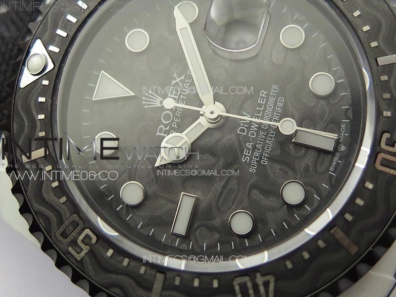 Sea Dweller 43mm White Carbon 'IRBIS' DIWF Best Edition Carbon Dial on Black Nylon Strap A2824