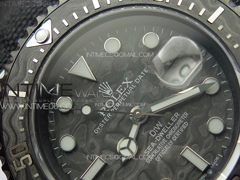 Sea Dweller 43mm White Carbon 'IRBIS' DIWF Best Edition Carbon Dial on Black Nylon Strap A2824