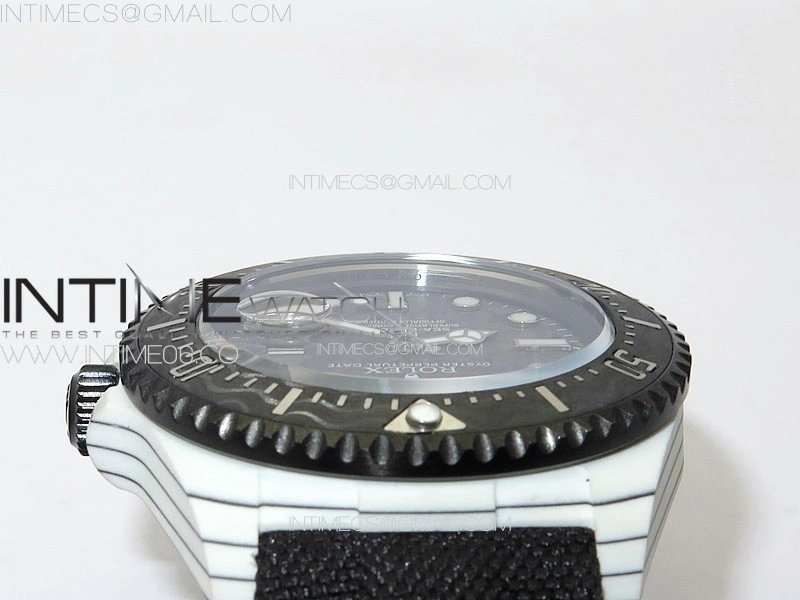 Sea Dweller 43mm White Carbon 'IRBIS' DIWF Best Edition Carbon Dial on Black Nylon Strap A2824