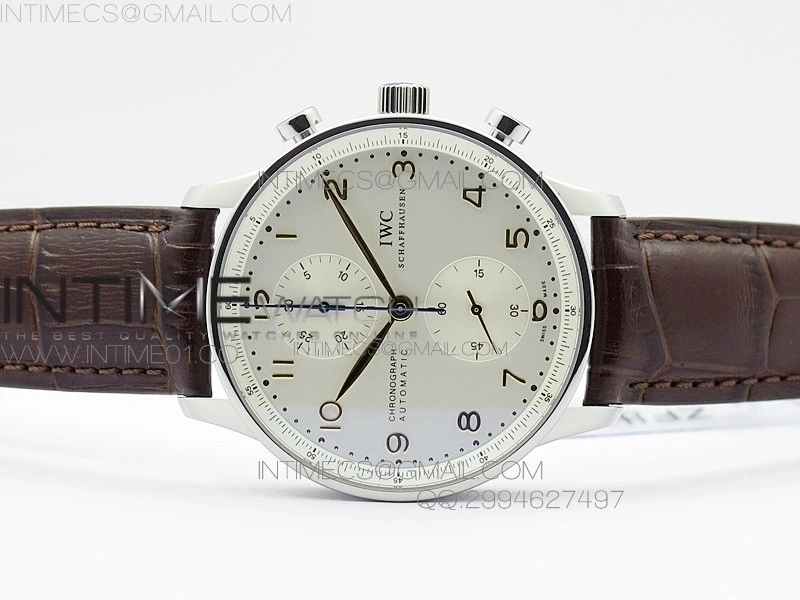 Portuguese IW371445 ZF V3 1:1 Best Edition SS White Dial RG Markers on Brown Leather Strap A79350