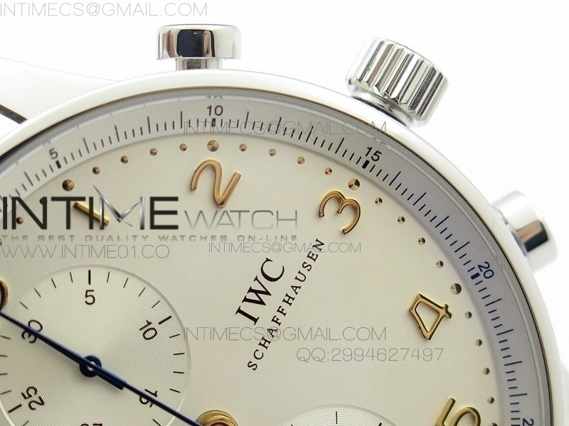 Portuguese IW371445 ZF V3 1:1 Best Edition SS White Dial RG Markers on Brown Leather Strap A79350