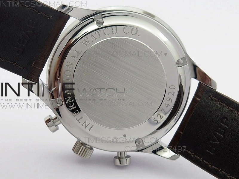 Portuguese IW371445 ZF V3 1:1 Best Edition SS White Dial RG Markers on Brown Leather Strap A79350