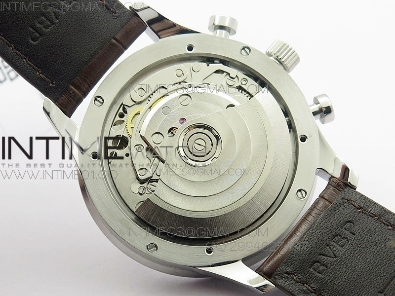 Portuguese IW371445 ZF V3 1:1 Best Edition SS White Dial RG Markers on Brown Leather Strap A79350