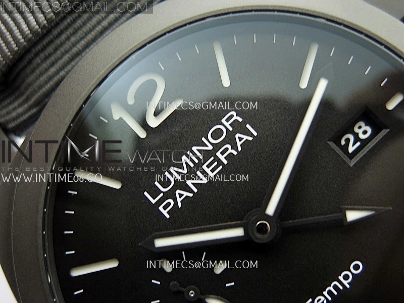 PAM1467 44mm GMT DLC VSF 1:1 Best Edition Gray Ombre Dial On Gray Nylon Strap Asian P9010