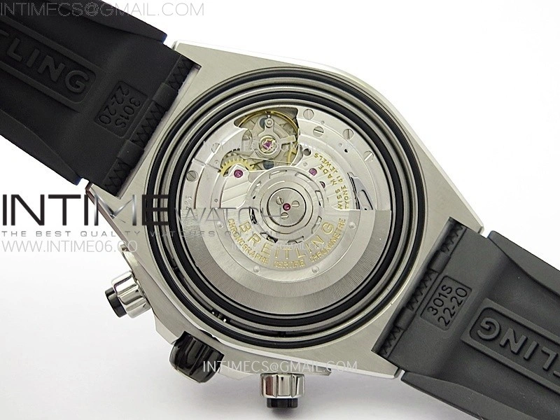 Chronomat B01 44mm SS BLSF 1:1 Best Edition Ice Blue Dial on Black Rubber Strap A7750 to Cal.01