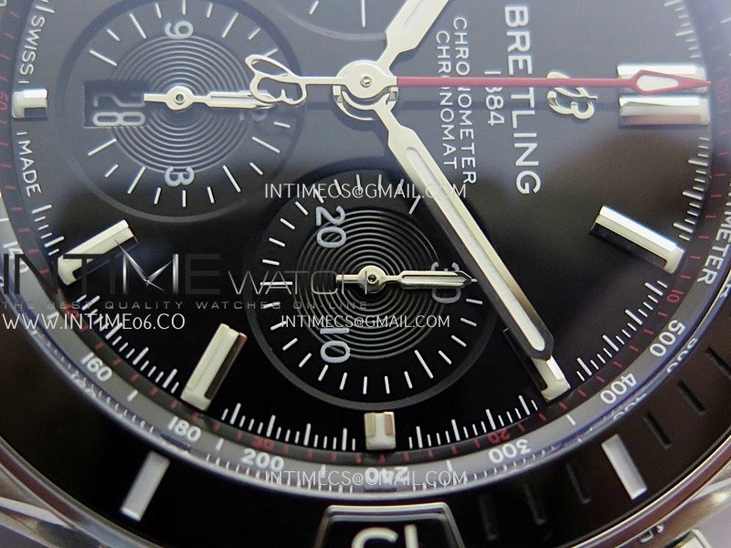 Chronomat B01 44mm SS TF 1:1 Best Edition Black Dial Black Inner On SS Bracelet A7750 To Cal.01