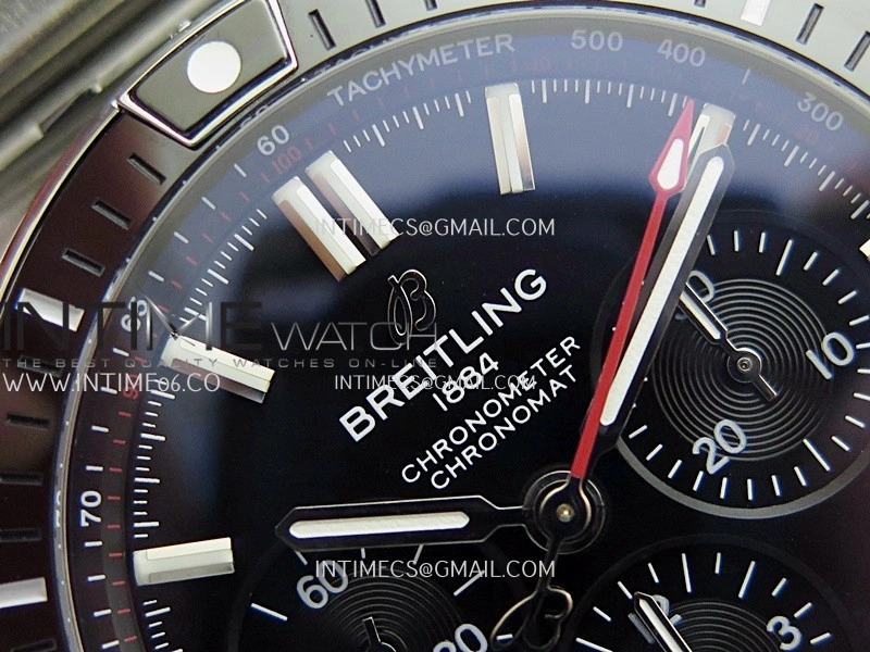 Chronomat B01 44mm SS TF 1:1 Best Edition Black Dial Black Inner On SS Bracelet A7750 To Cal.01
