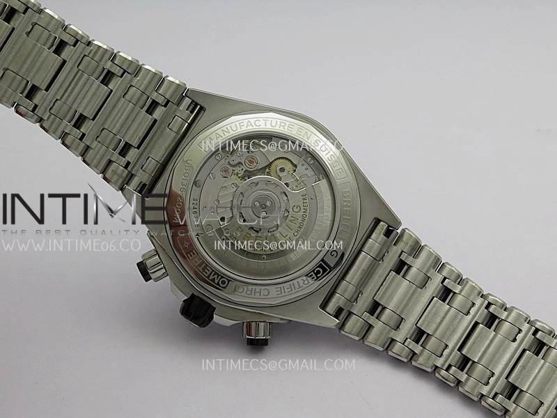Chronomat B01 44mm SS TF 1:1 Best Edition Black Dial Black Inner On SS Bracelet A7750 To Cal.01