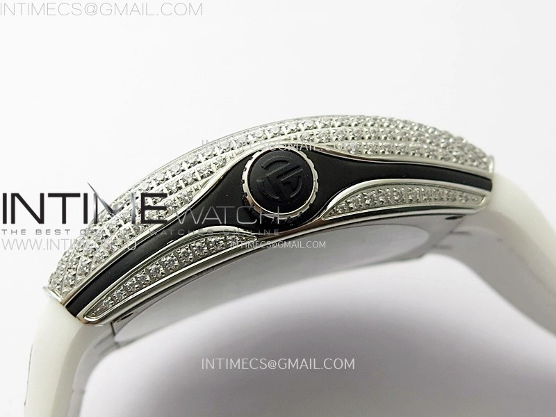 Vanguard V45 Full Diamonds ABF Best Edition Full Paved Diamonds On White Gummy Strap A2824