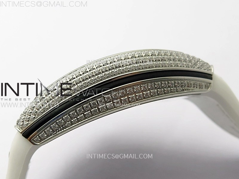 Vanguard V45 Full Diamonds ABF Best Edition Full Paved Diamonds On White Gummy Strap A2824