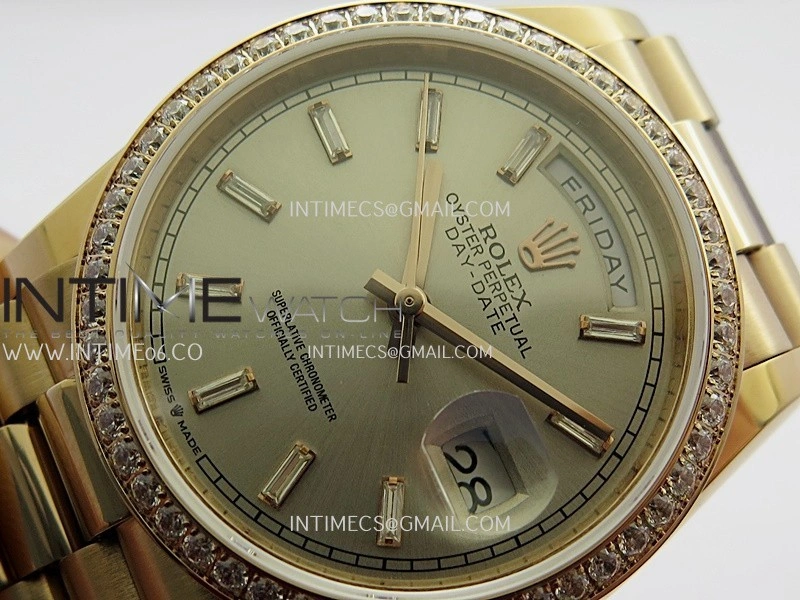 Day Date 128345 RG Gain Weight KF 1:1 Silver Dial T Diamond Marker On President Bracelet A2836