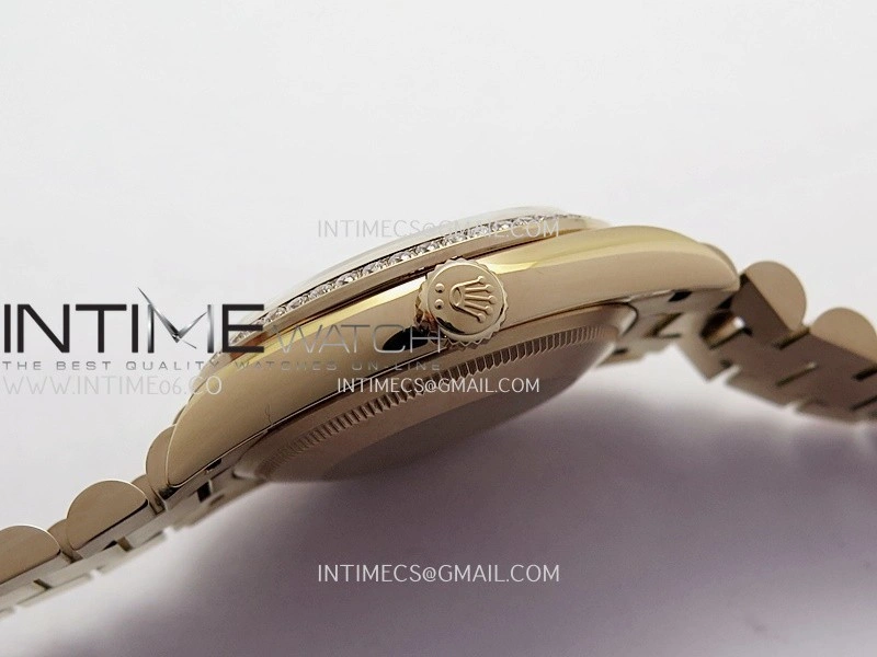 Day Date 128345 RG Gain Weight KF 1:1 Silver Dial T Diamond Marker On President Bracelet A2836
