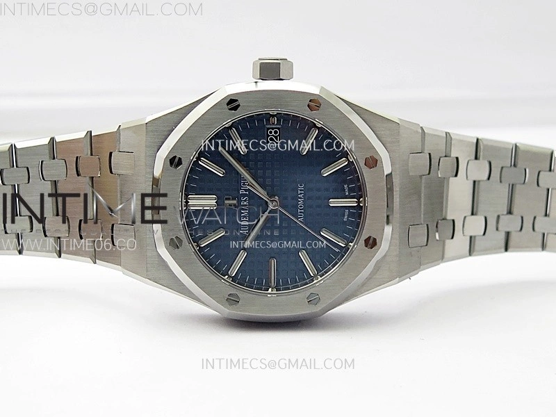 Royal Oak 37mm 15450 SS APSF 1:1 Best Edition Blue Textured Dial on SS Bracelet SA3120 Super Clone