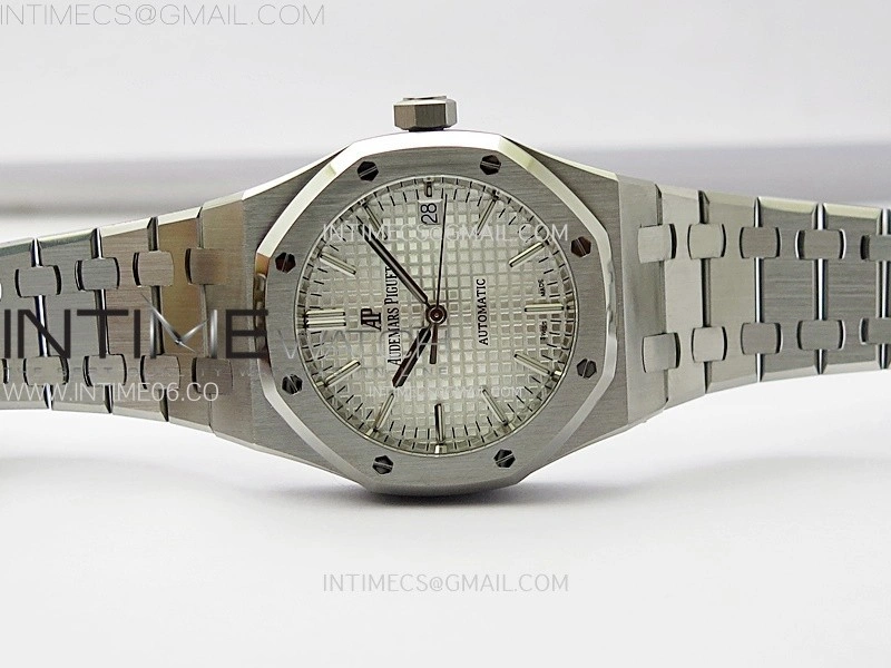 Royal Oak 37mm 15450 SS ZF 1:1 Best Edition Silver Textured Dial on SS Bracelet SA3120 Super Clone