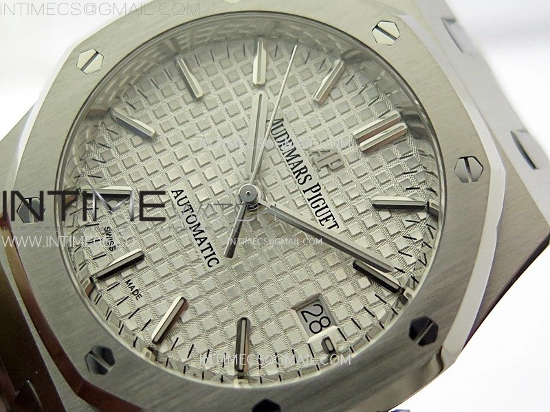 Royal Oak 37mm 15450 SS ZF 1:1 Best Edition Silver Textured Dial on SS Bracelet SA3120 Super Clone