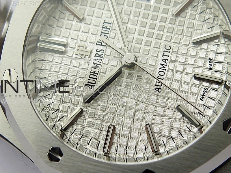 Royal Oak 37mm 15450 SS ZF 1:1 Best Edition Silver Textured Dial on SS Bracelet SA3120 Super Clone