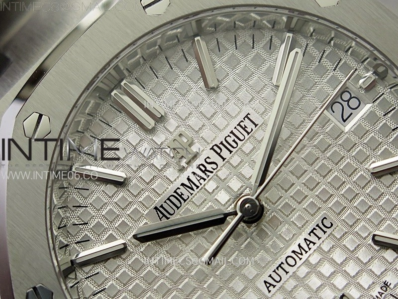 Royal Oak 37mm 15450 SS ZF 1:1 Best Edition Silver Textured Dial on SS Bracelet SA3120 Super Clone