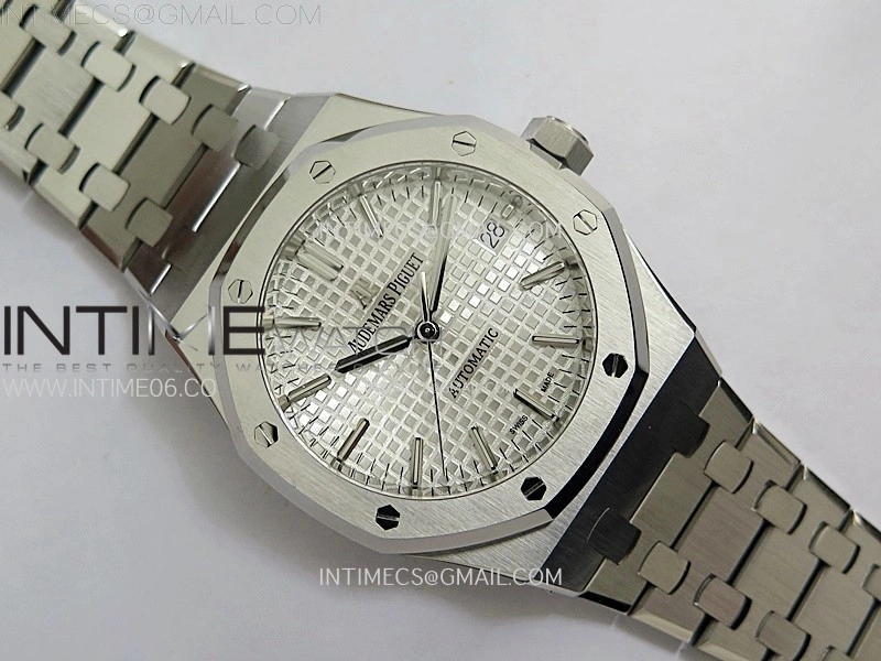 Royal Oak 37mm 15450 SS ZF 1:1 Best Edition Silver Textured Dial on SS Bracelet SA3120 Super Clone