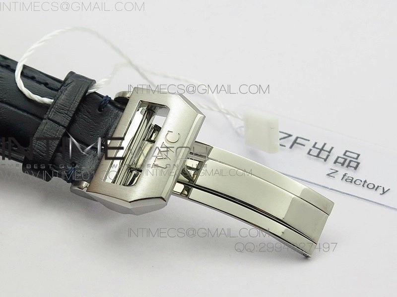 Portuguese IW371446 ZF V3 1:1 Best Edition SS White Dial Blue Markers on Blue Leather Strap A79350