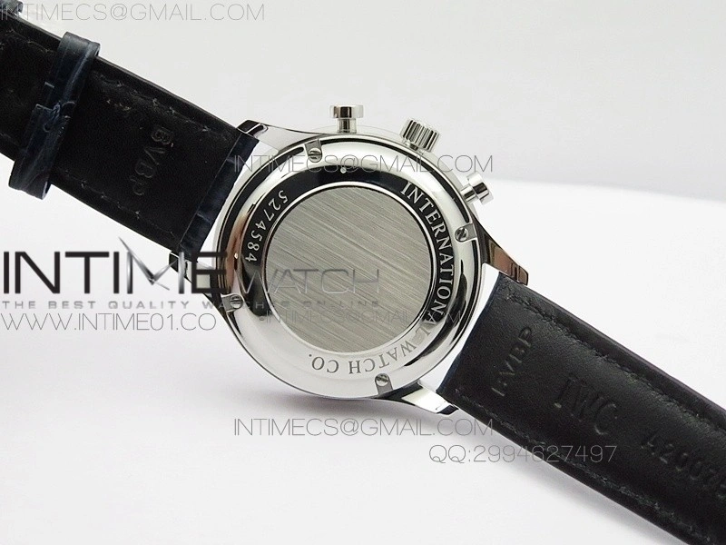 Portuguese IW371446 ZF V3 1:1 Best Edition SS White Dial Blue Markers on Blue Leather Strap A79350
