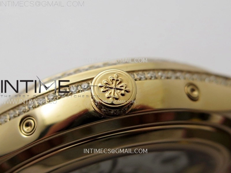Annual Calendar 4947R Full Paved Diamonds N1F Best Edition Silver Dial on Red Leather Strap A324