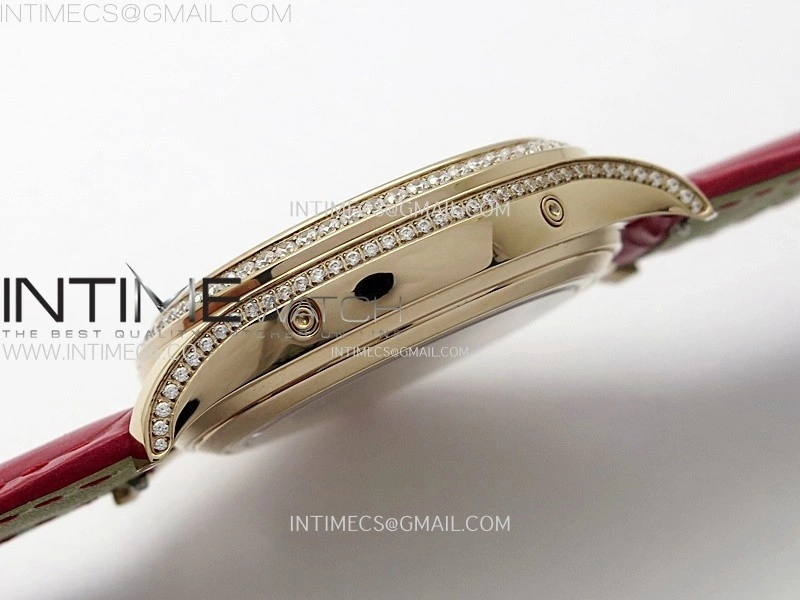 Annual Calendar 4947R Full Paved Diamonds N1F Best Edition Silver Dial on Red Leather Strap A324