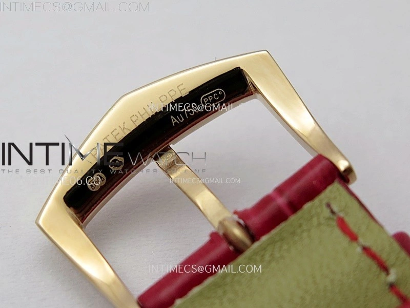 Annual Calendar 4947R Full Paved Diamonds N1F Best Edition Silver Dial on Red Leather Strap A324
