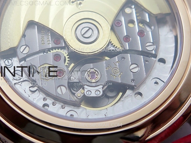 Annual Calendar 4947R Full Paved Diamonds N1F Best Edition Silver Dial on Red Leather Strap A324