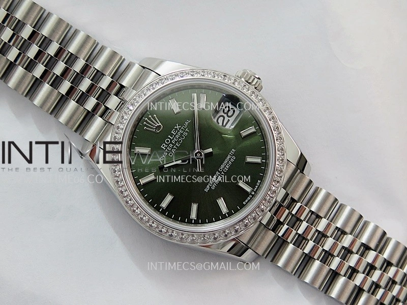 DateJust 31mm 904L SS AR+F Best Edition Green Dial Stick Marker On 904L SS Jubilee Bracelet A2236