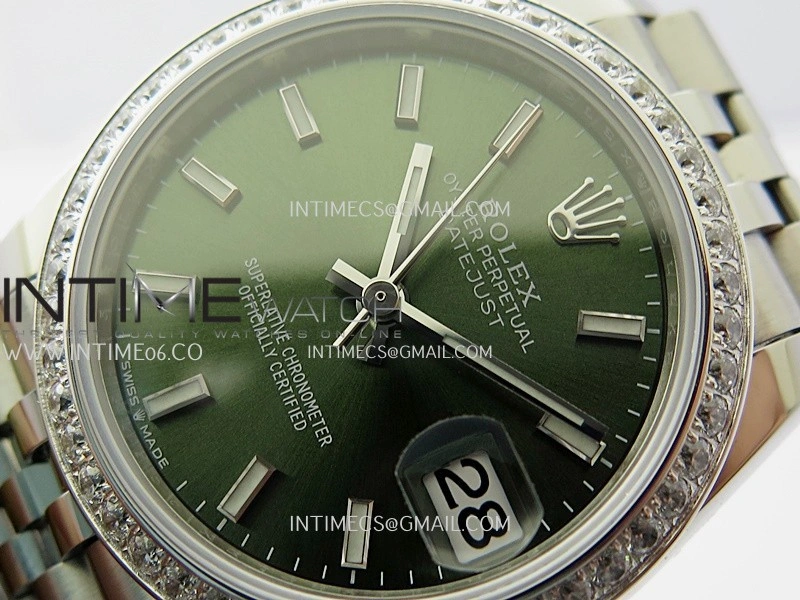 DateJust 31mm 904L SS AR+F Best Edition Green Dial Stick Marker On 904L SS Jubilee Bracelet A2236