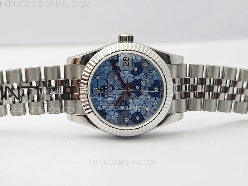 DateJust 31mm 278274 904L SS GMF Best Edition Blue Flowers Crystals Dial on 904L Jubilee Bracelet A2824