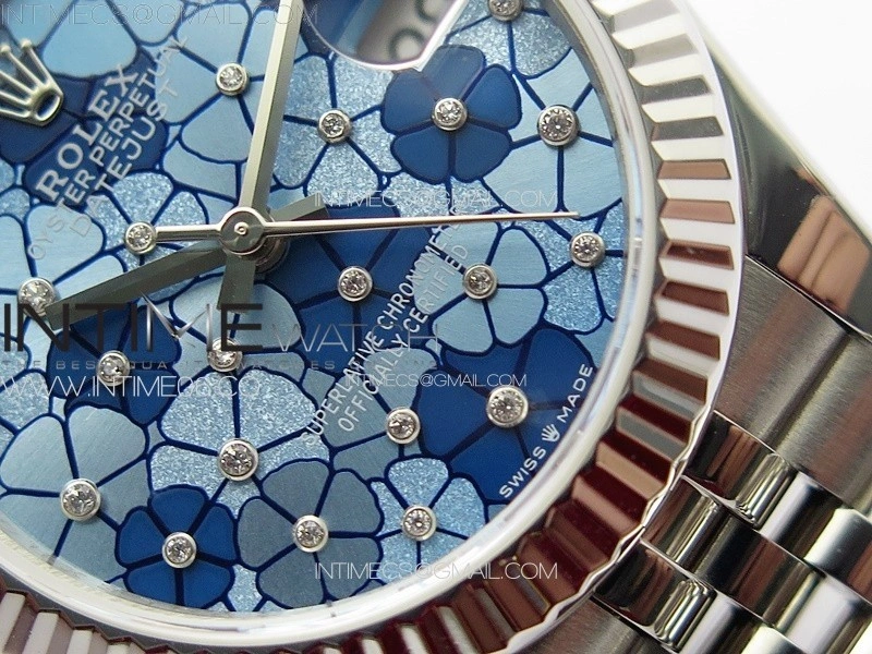 DateJust 31mm 278274 904L SS GMF Best Edition Blue Flowers Crystals Dial on 904L Jubilee Bracelet A2824