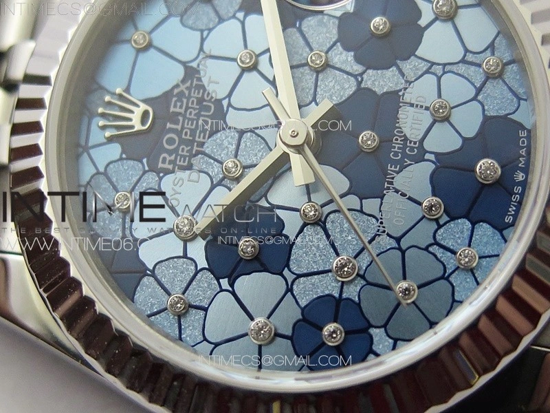 DateJust 31mm 278274 904L SS GMF Best Edition Blue Flowers Crystals Dial on 904L Jubilee Bracelet A2824