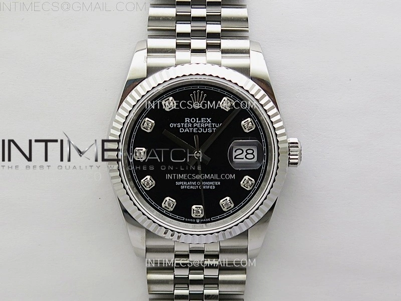 DateJust 126234 904L SS JDF 1:1 Best Edition Black Dial Diamond Markers on Jubilee 904L SS Bracelet